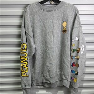 Converse Gray Crewneck Sweater with Peanuts Characters L